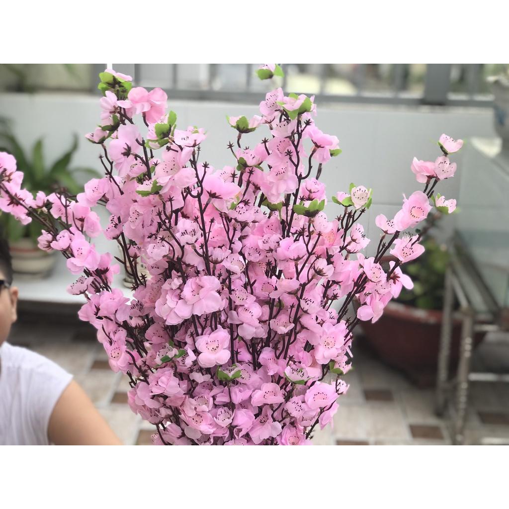 Cành hoa mai vàng, Cành hoa đào hồng giả dài 1m hàng đẹp .