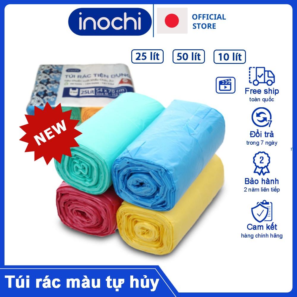 Túi đựng rác tự phân hủy 4 cuộn sinh học Inochi Có Quai Màu Đen Dài Hơn 20% 10L 25L 50L cho thùng rác