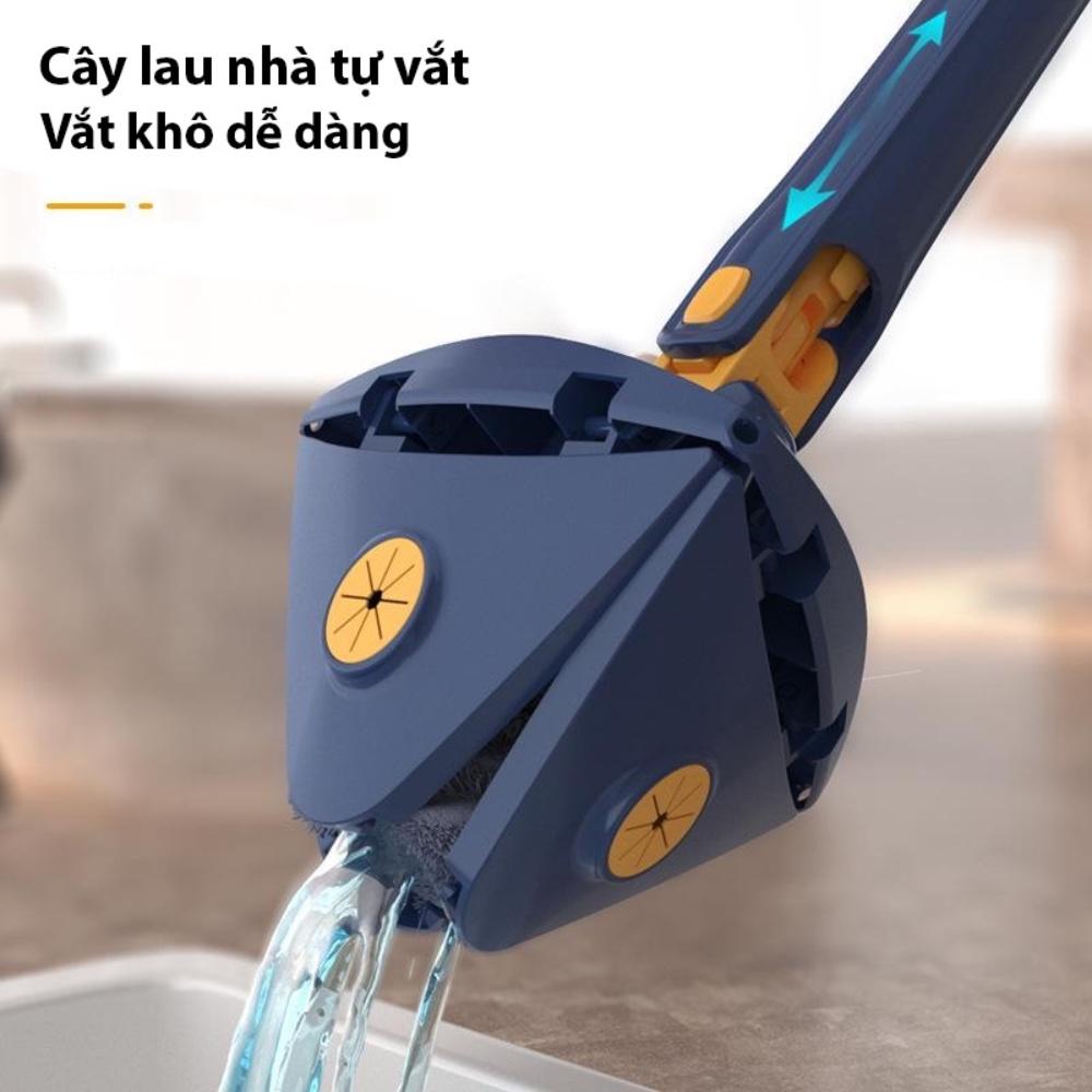 Cây lau nhà thông minh tự vắt đa năng hình tam giác, hỗ trợ lau trần nhà, cửa sổ, sàn nhà, lau kính xoay 360 độ