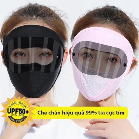 Khẩu trang mặt nạ ninja có kính chống nắng vải thun lạnh thoáng mát hè 2021