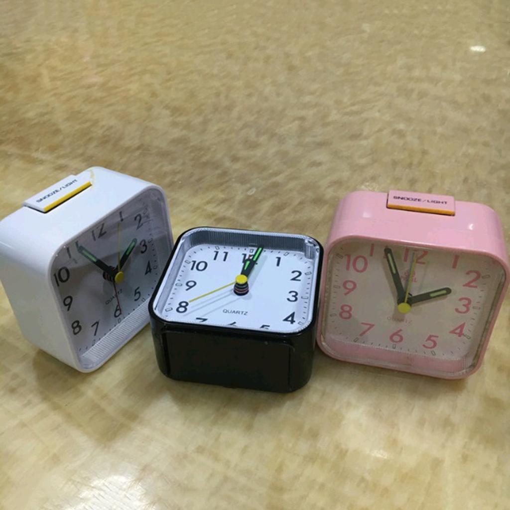 2Pcs Travel Alarm Clock Bedside Quartz Clock w/Night Light w/ Snooze Quiet