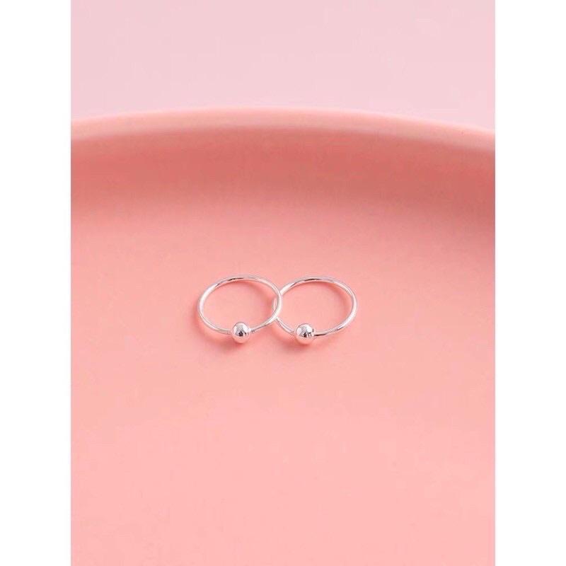 Bông tai bi bạc ta khoen tròn cho bé-Minh Tâm Jewelry