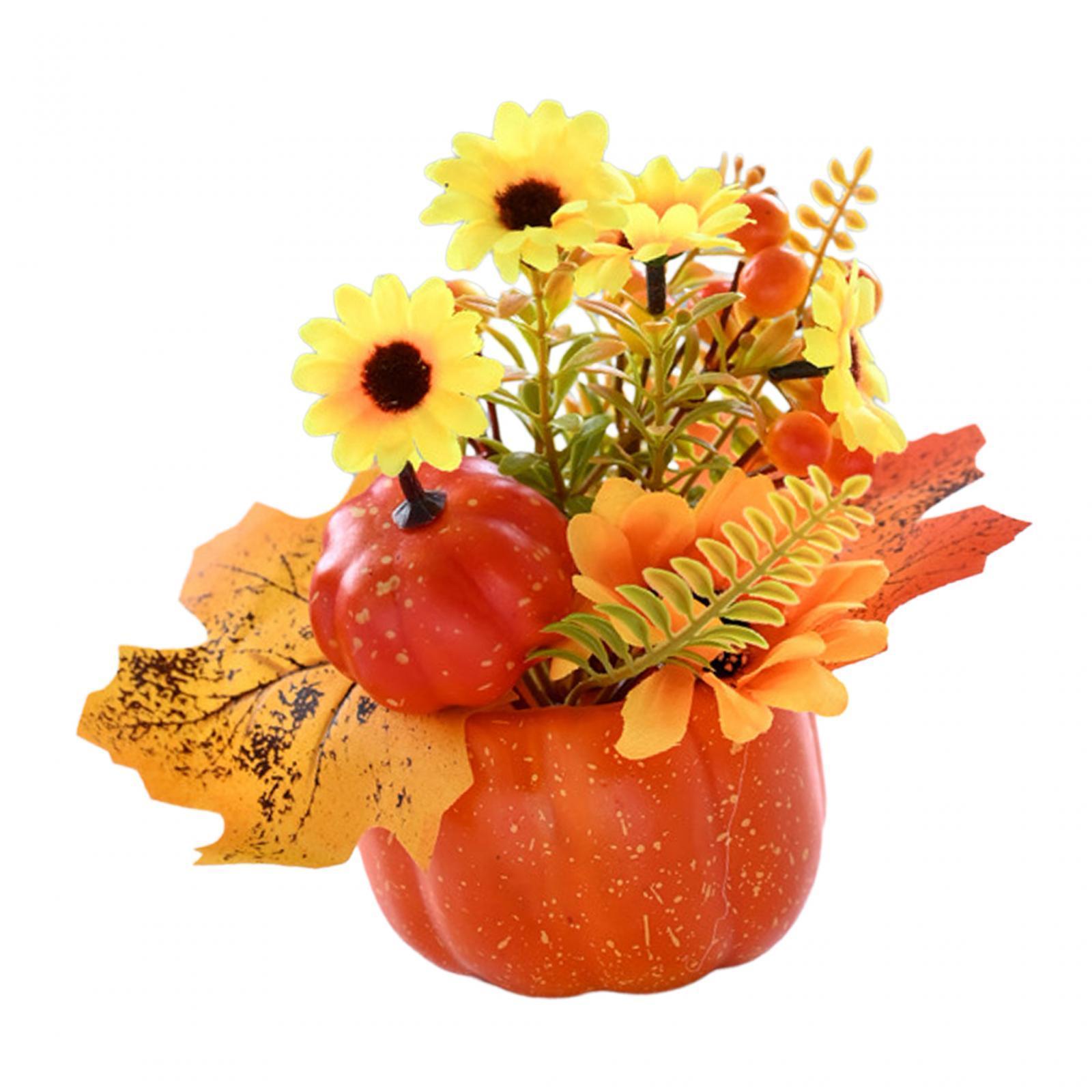 Artificial Pumpkin Flower Autumn Floral Arrangement Fall Pumpkin Centerpiece