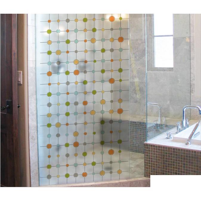 Decal dán kính cao cấp - họa tiết Vòng tròn nhỏ lớn nối nhau nhiều màu