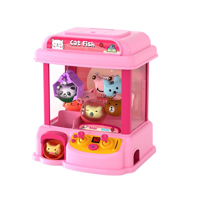 Máy gắp thú mini siêu rẻ, máy gắp thú mini 2 màu vàng, hồng cho bé  nhựa abs - Quà tặng kỹ năng cho bé