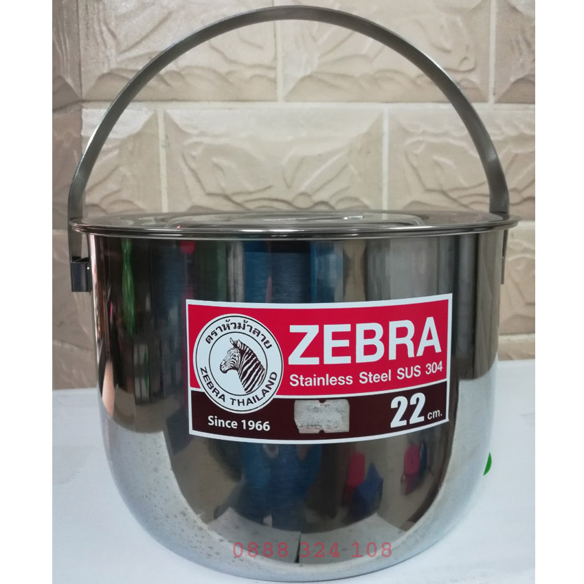 Nồi Inox  Zebra 1 Đáy  Indian Thái Lan Có Quai Xách 20cm  22cm  170043 170044