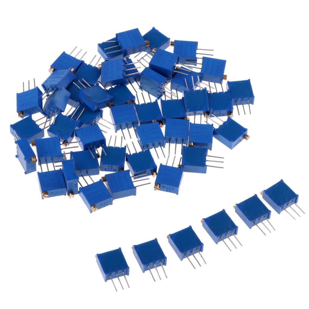 50 Pieces 3296W Precision Trimmer Potentiometer Variable Resistor 20K Ohm