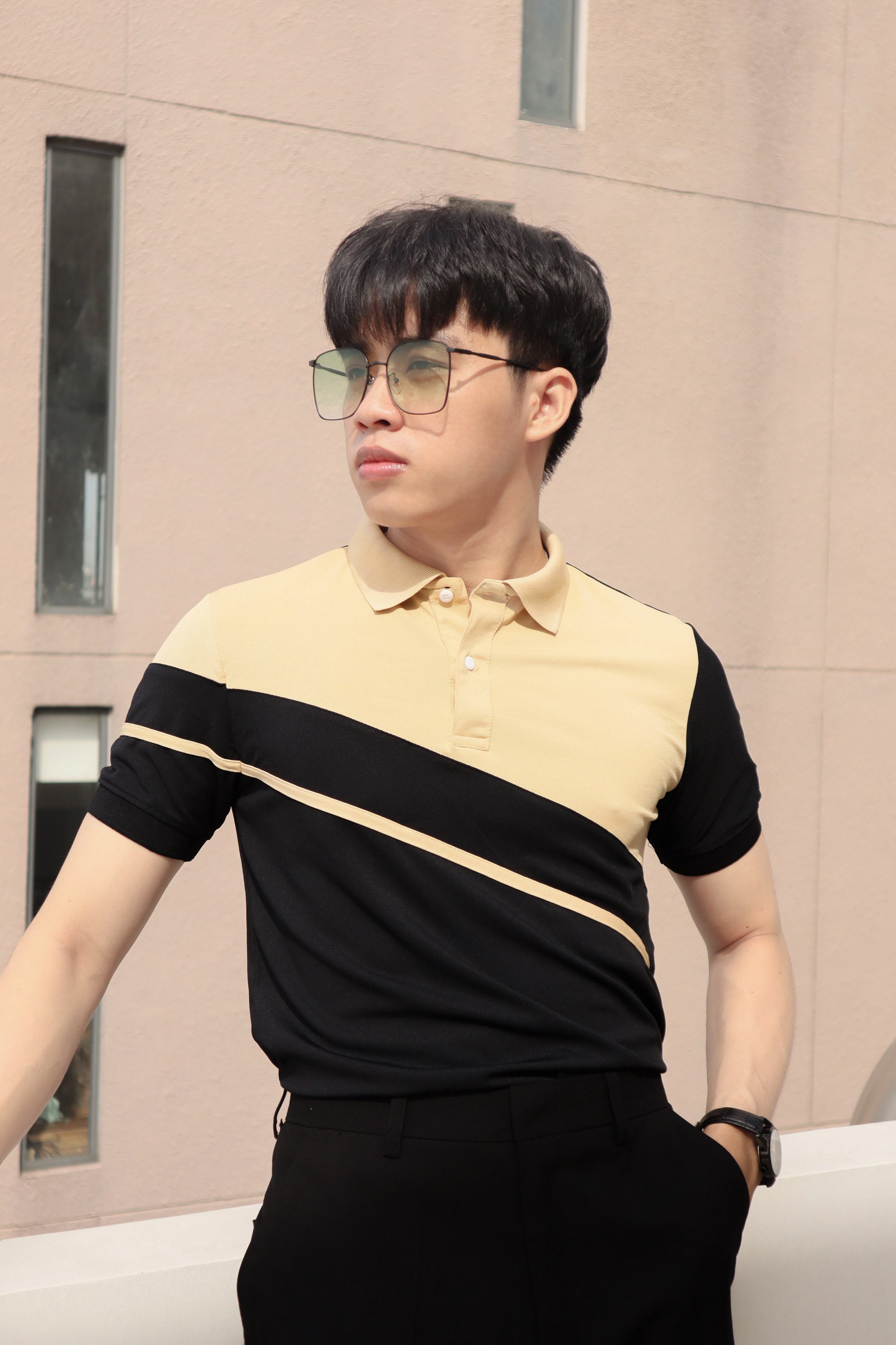 Áo Thun Nam Cổ Trụ Phối Màu