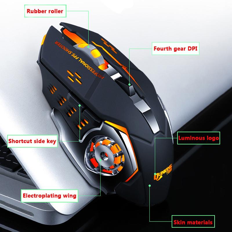 Satxtrem Chuột Chơi Game 3200DPI Bluetooth Không Dây Sạc USB LED RGB Cơ Khí Máy Tính Xách Tay, Máy Tính Để Bàn Máy Tính