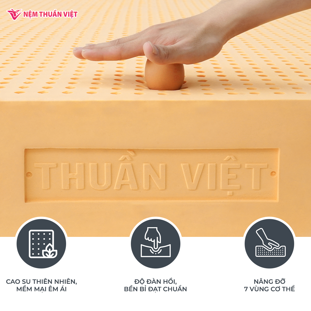 (1m6x2mx5cm) Nệm Cao Su Thuần Việt Deluxe 100% Cao Su Thiên Nhiên, Bền Bỉ, Thoáng Mát, Êm Ái