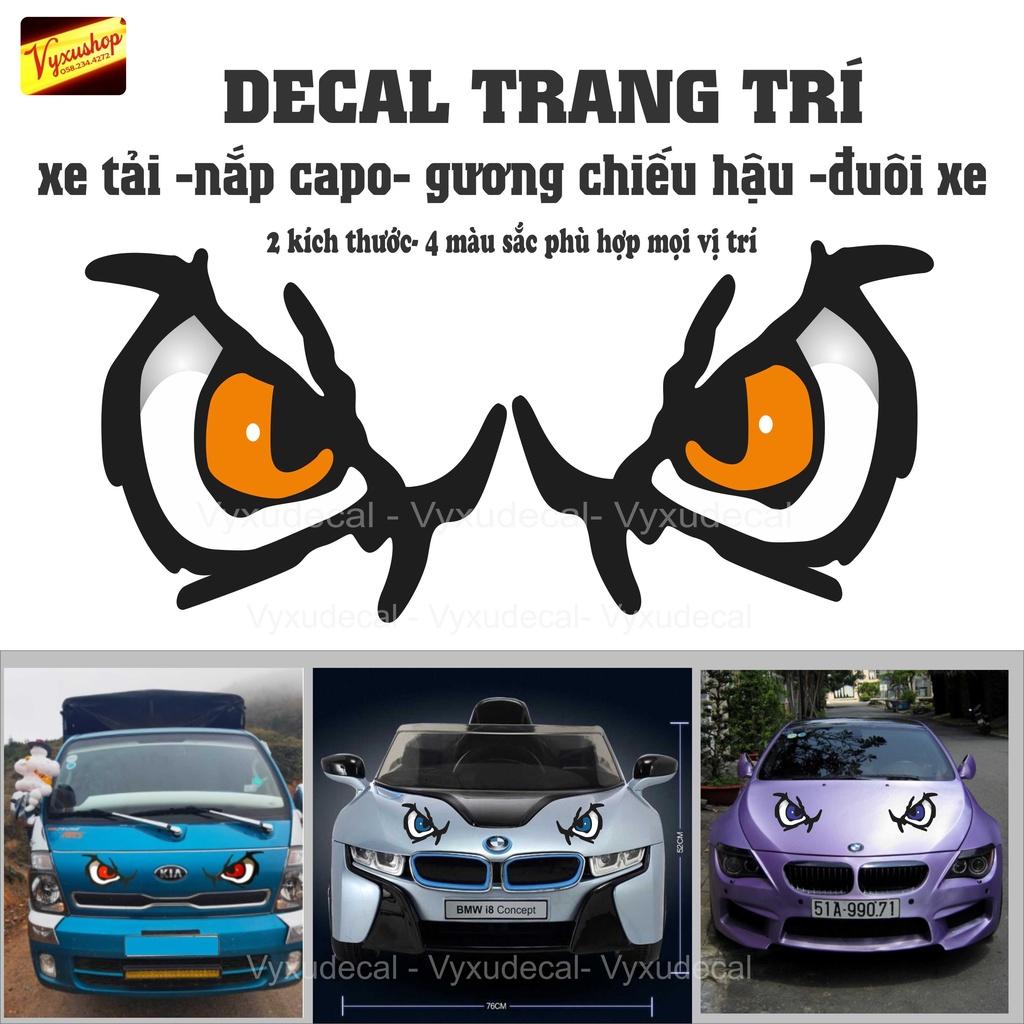 Tem ĐÔI MẮT xe tải,trang trí dán xe tải, nắp capo, gương chiếu hậu, độc lạ, decal ô tô chất lượng cao
