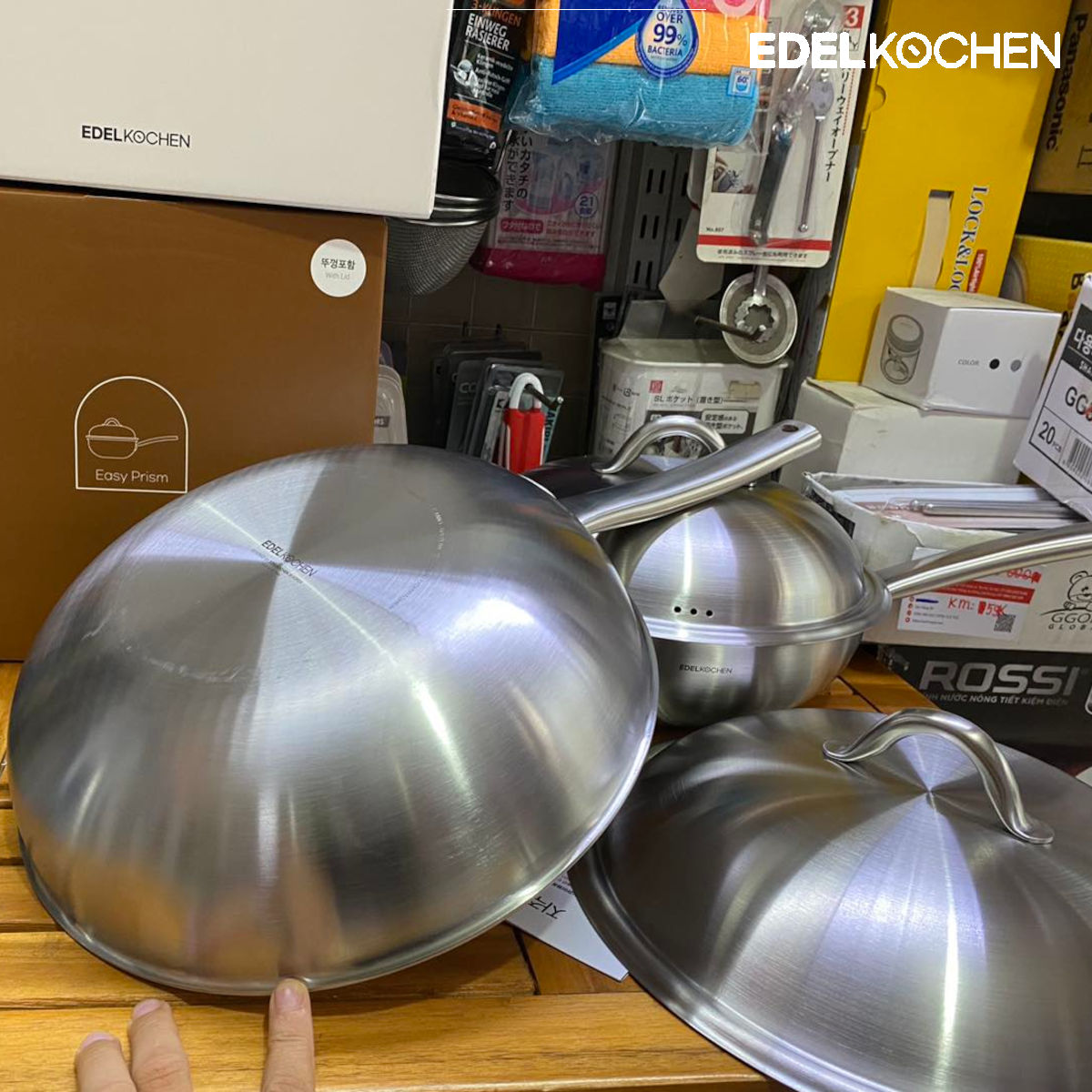 Chảo Inox 304 đúc liền khối Hàn Quốc Easy Prism phủ chống dính Ceramic Oganic 24cm