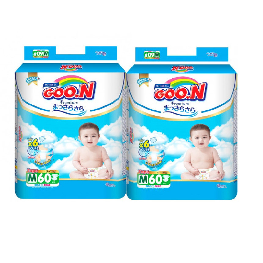 Combo 2 bịch tã dán Goo.n Premium super jumbo M60 miếng