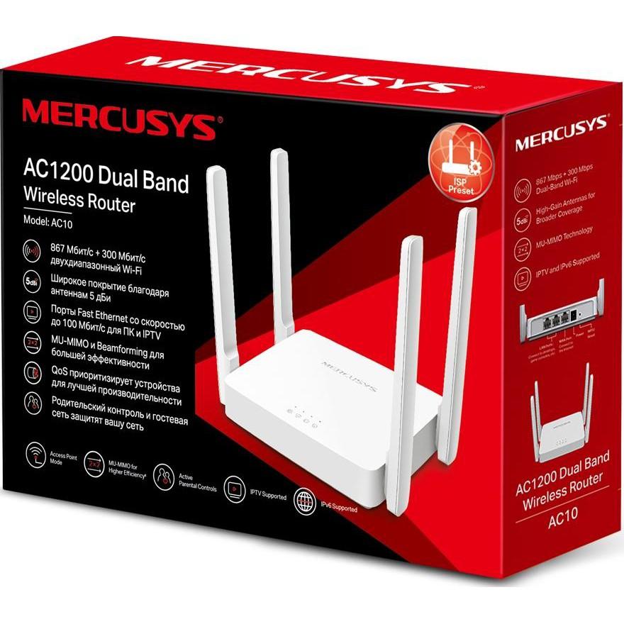 Router wifi Mercusys AC10 bộ phát wifi băng tần kép chuẩn AC1200 - Cục phát wifi - Hàng chính hãng