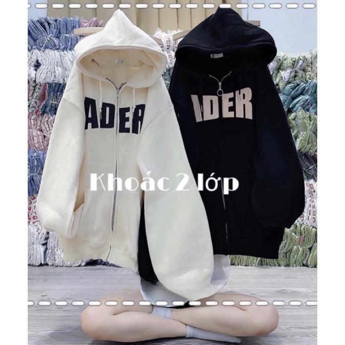 Áo khoác nỉ form rộng mũ hai lớp - ADER