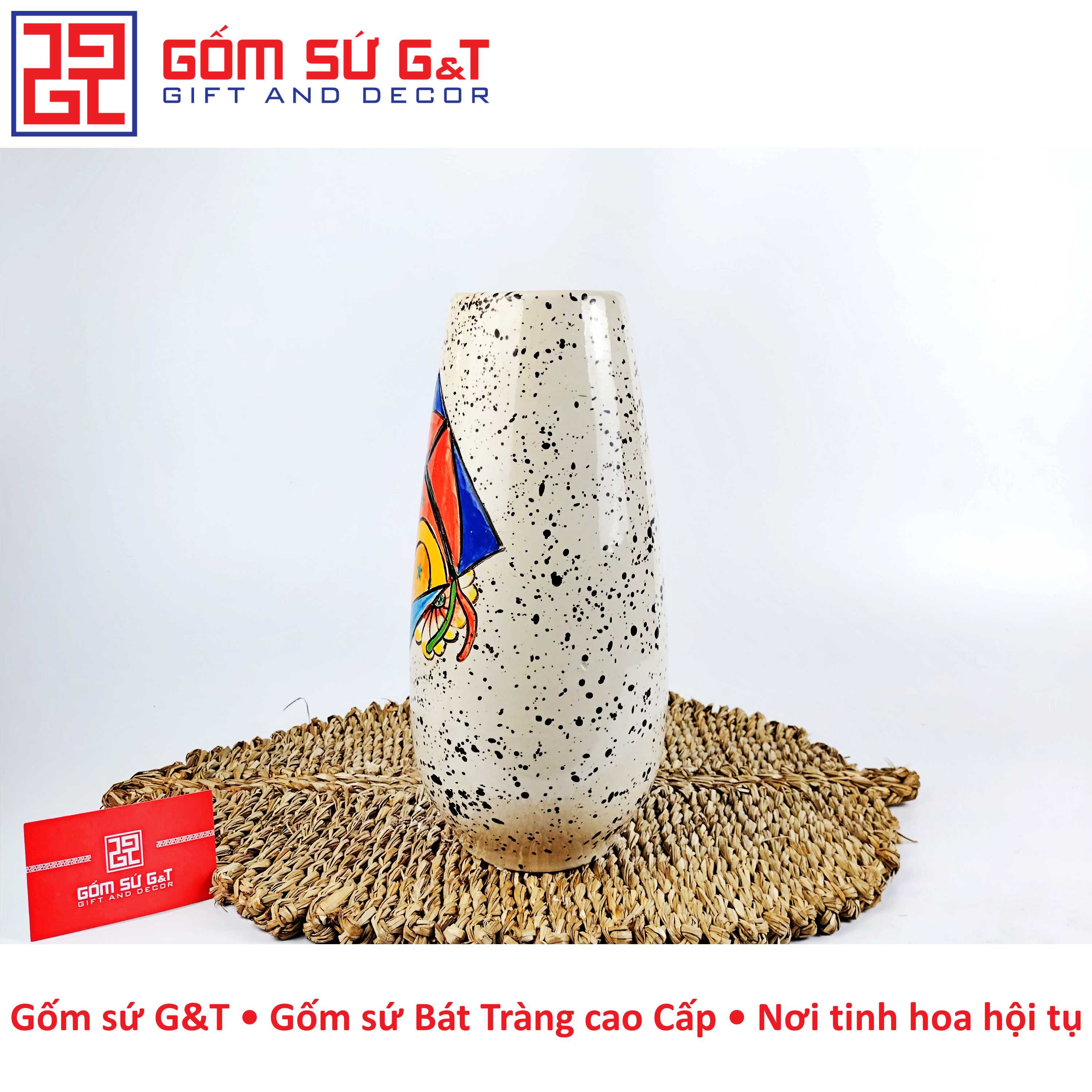Lọ hoa dáng bom vẽ diều Gốm Sứ G&T