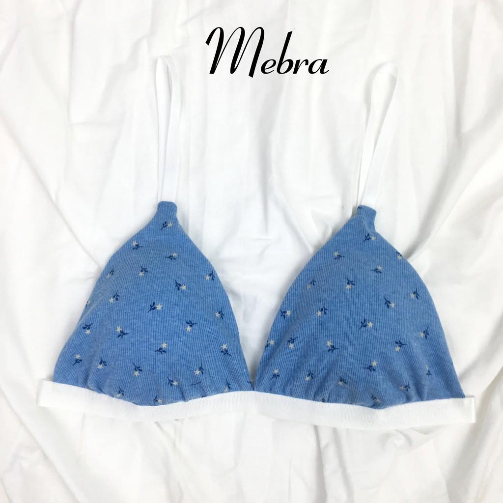 Áo lót cotton nữ không gọng có đệm mỏng họa tiết cute, cotton gân thấm hút tốt Mebra