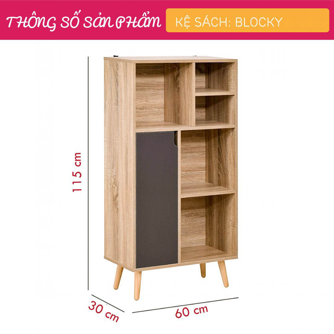 Giá sách gỗ công nghiệp thiết kế đẹp hiện đại SMLIFE Blocky
