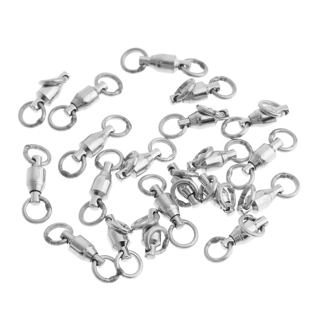 20 Pcs Alloy Heavy Duty Ball Bearing Swivel Solid Ring Fishing Swivels 1#