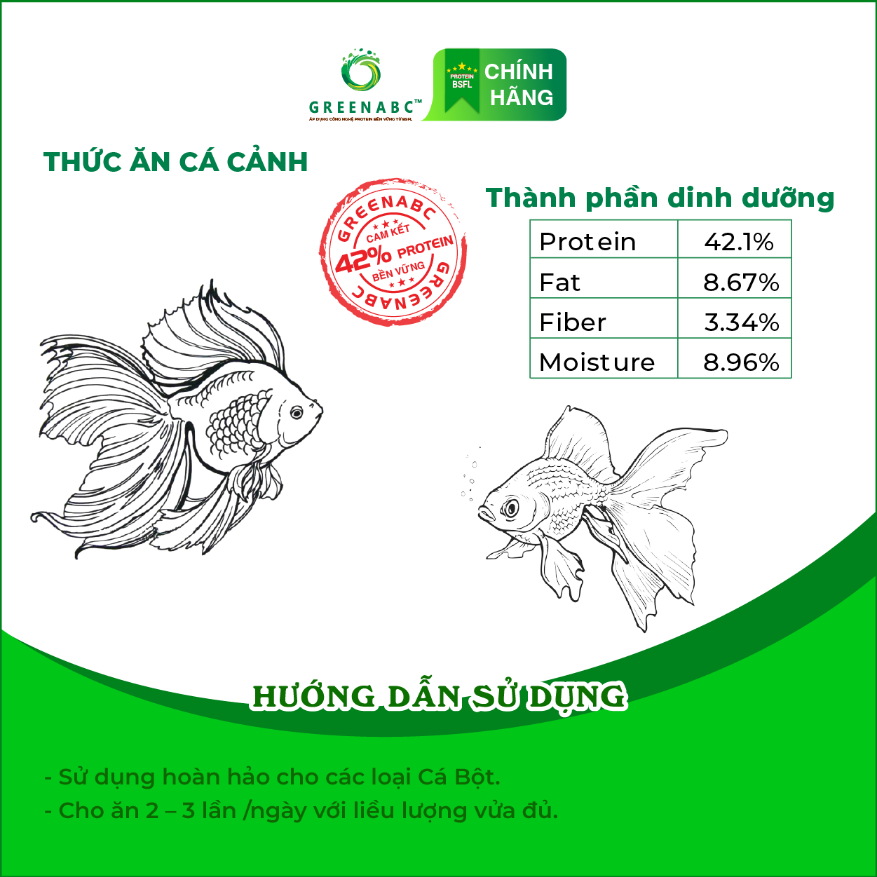 Thức ăn Cá Bột, Cá Thủy Sinh GREENABC – Hàm lượng protein 40% giúp tăng trưởng nhanh, tăng đề kháng, lên màu – Hộp 200g