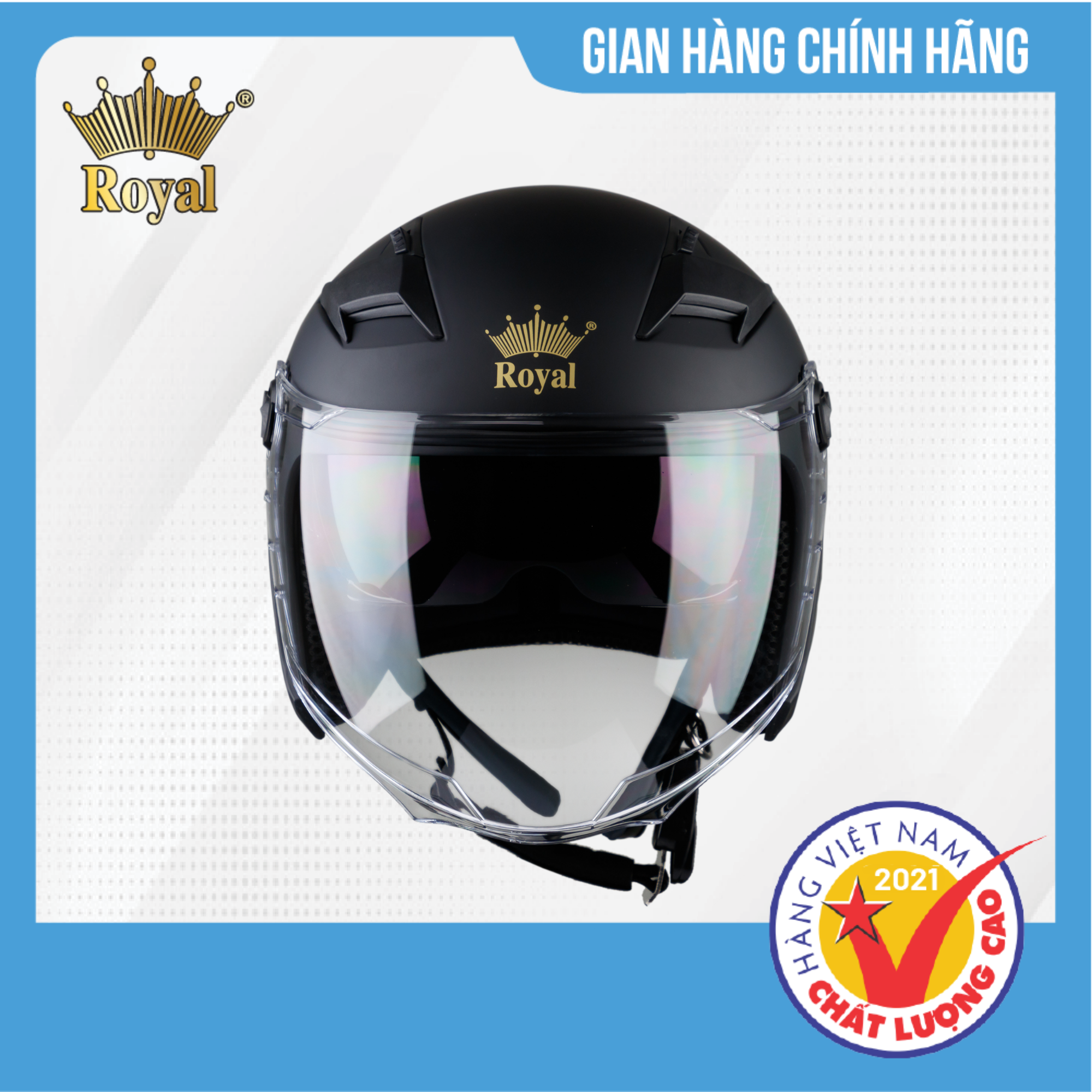 Mũ Bảo Hiểm 3/4 Đầu Royal M268 2 Kính Thời Thượng, Tiện Nghi