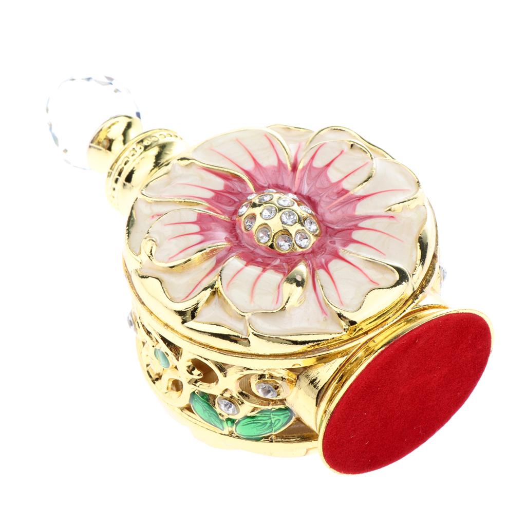 Vintage Antique Empty Refillable Perfume Essential Oil Bottle Container Red Gold