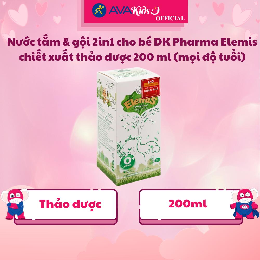 Nước tắm &amp; gội 2in1 cho bé DK Pharma Elemis chiết xuất thảo dược 200 ml (mọi độ tuổi) - Hàng Chính Hãng