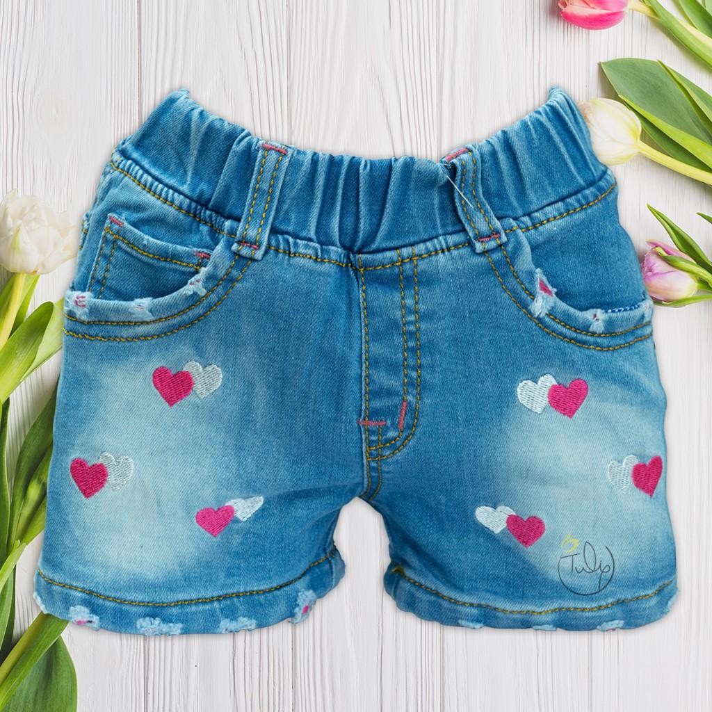 Quần short jean thêu