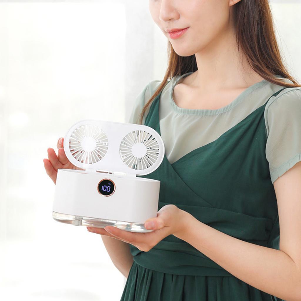 Mini Air Conditioner 3 in 1 Cooling Fan Humidifier Purifier LED Light White