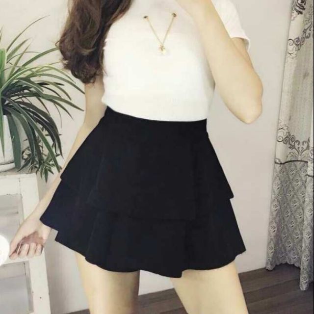 CHÂN VÁY TIỂU THƯ - Chân váy DẬP LY DÁNG NGẮN  2 TẦNG có quần bên trong