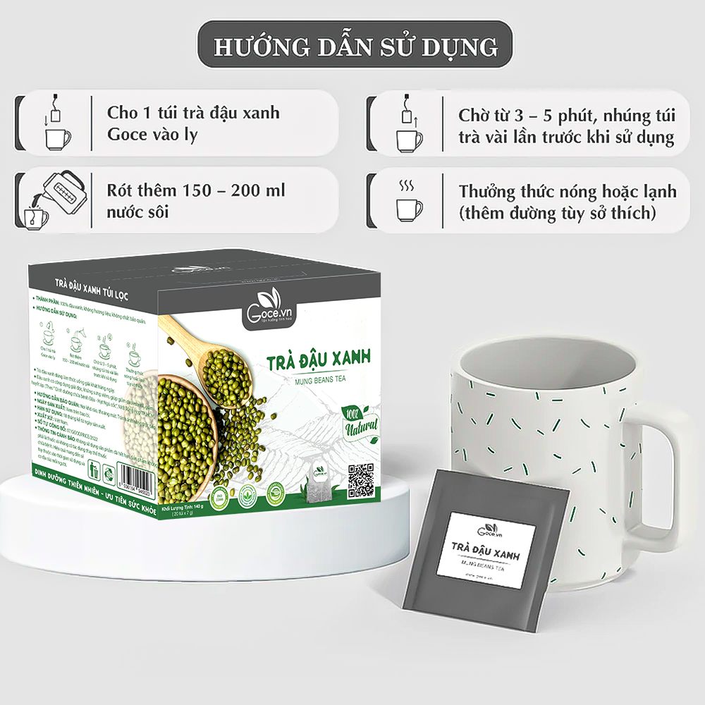 Trà đậu xanh túi lọc Goce
