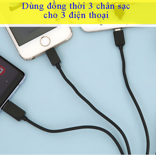 Cáp sạc 3 chân Sendem M10, cáp sạc 3in1 - Hàng chính hãng, dây sạc Lightning, Microusb, TypeC - cáp sạc đa năng sạc nhanh truyền dữ liệu tốt