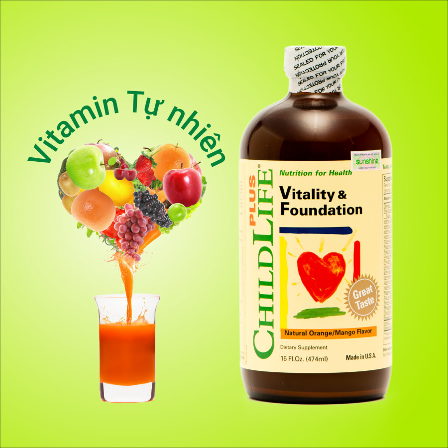 Thực phẩm chức năng ChildLife Plus Vitality & Foundation: Vitamin tự nhiên hỗ trợ tiêu hoá, tránh biếng ăn