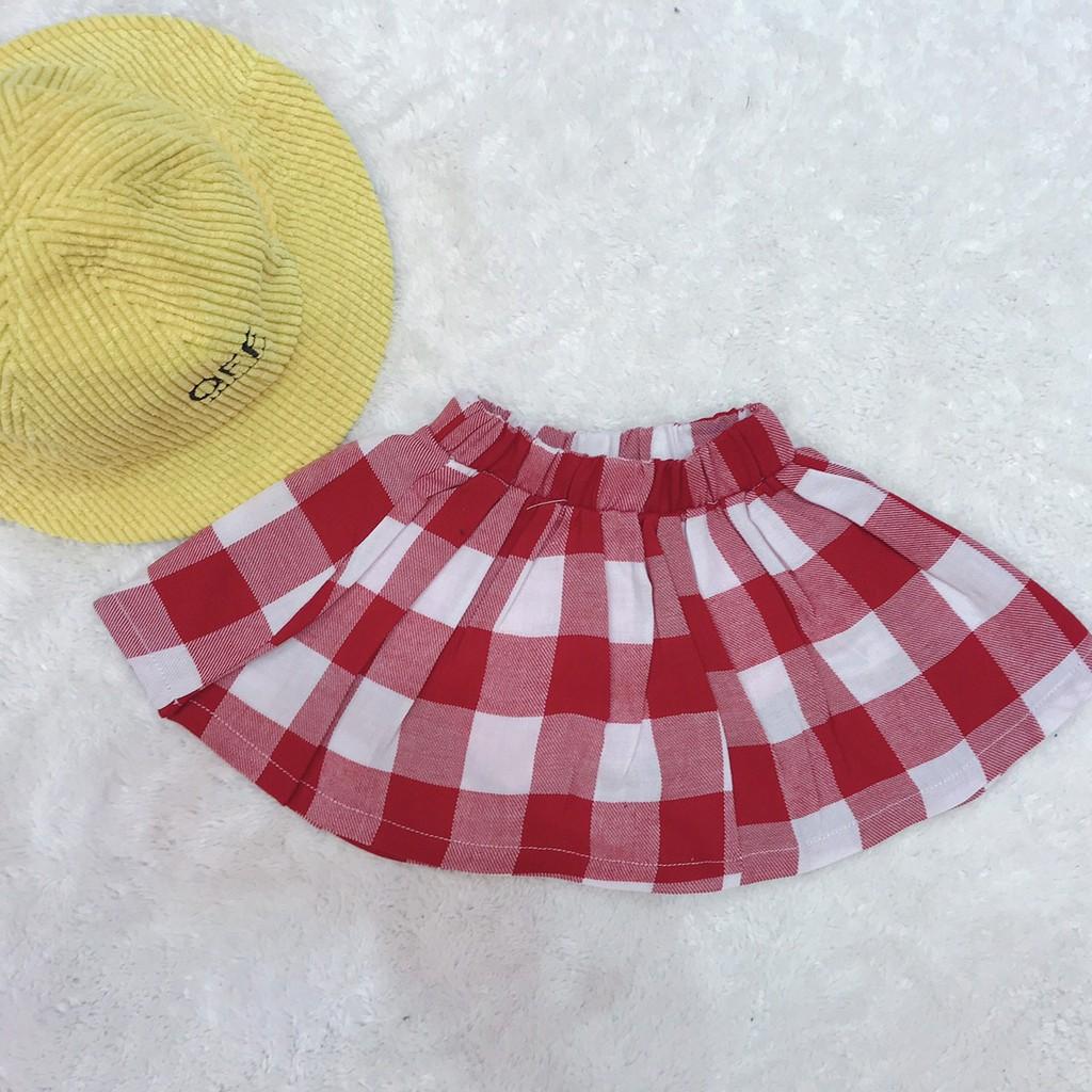 Chân váy kèm quần chip chân váy kẻ xếp ly kèm quần chíp cho bé từ 8- 18 kg giá tại xưởng