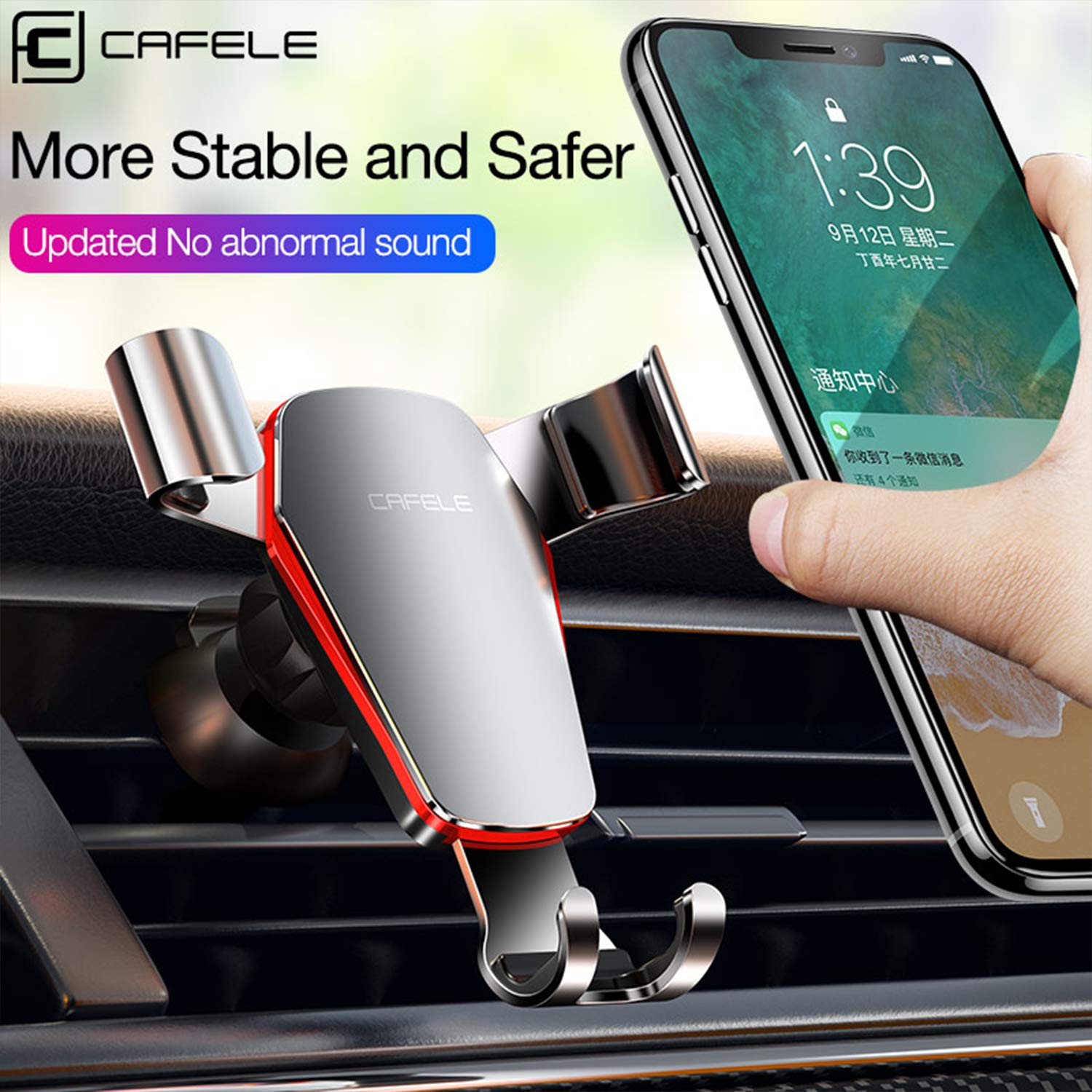 Giá đỡ điện thoại trên xe hơi (Car Air Outlet) Cafele M06 cho iPhone6 ​​7 8 Plus X Xs XS Max XR, Samsung - Hàng nhập khẩu chính hãng