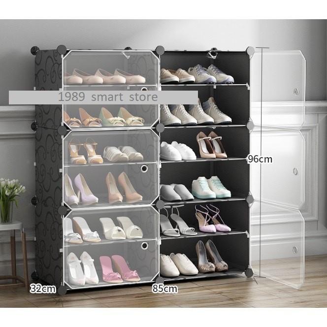 - TỦ NHỰA ĐỂ GIÀY DÉP KIỂU MỚI 12 Ô CỬA TRẮNG TRONG