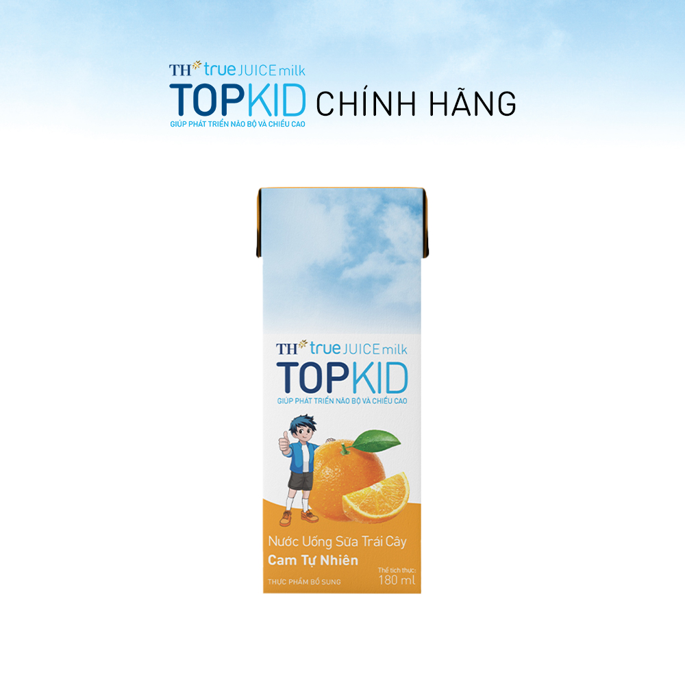 Thùng 48 hộp sữa trái cây TOPKID hương cam tự nhiên TH True Juice Milk 180ml (180ml x 48)