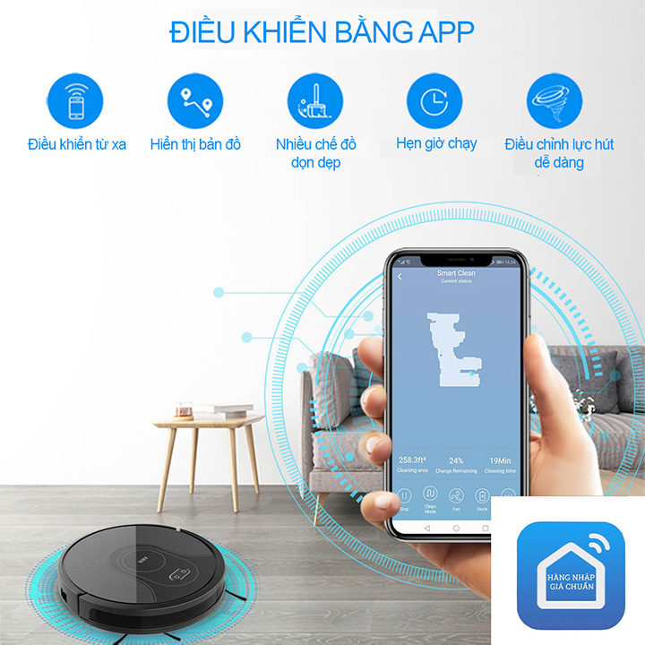 Robot hút bụi lau nhà ABIR X8 Độ ồn thấp Lực hút mạnh Kết nối khỏe Hàng chính hãng
