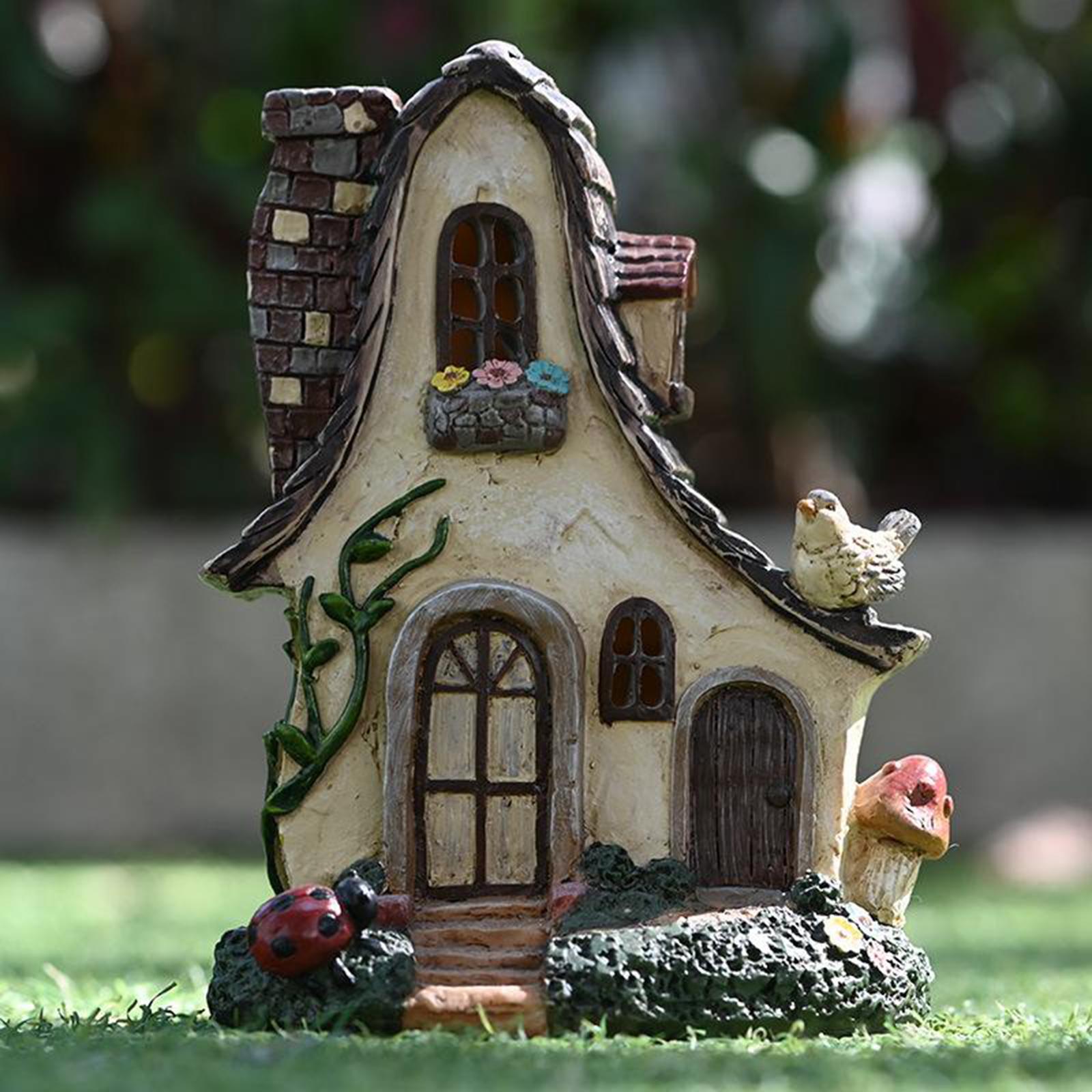 Resin Fairy Garden House Accessories Miniature Figurines Fairy Garden Supplies Dercoration for Outdoor Lawn Porch Roof