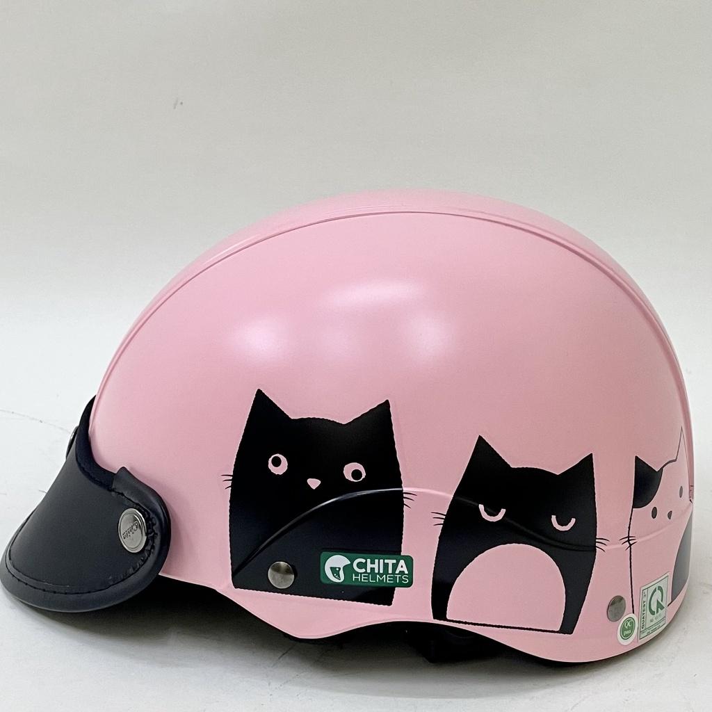 Mũ Bảo Hiểm 1/2 Đầu CHITA HELMETS CT31 tem Nhiều Mèo