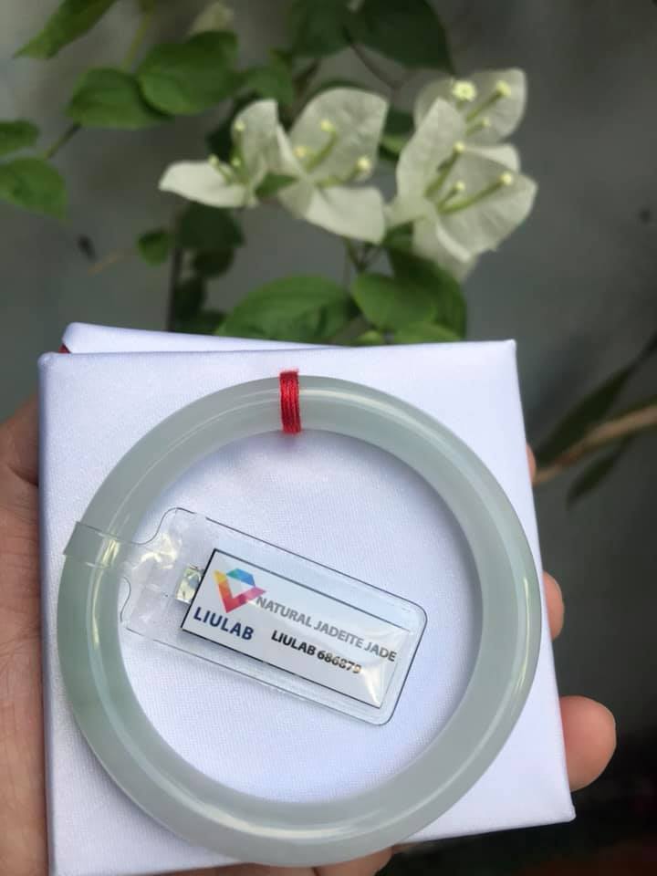 VÒNG ĐEO TAY MÀU TRẮNG A SỊN 53MM CHẤT LIỆU ĐÁ CẨM THẠCH TỰ NHIÊN NỮ 52KG - 62KG KÈM GIẤY CHỨNG NHẬN LIULAB 686879