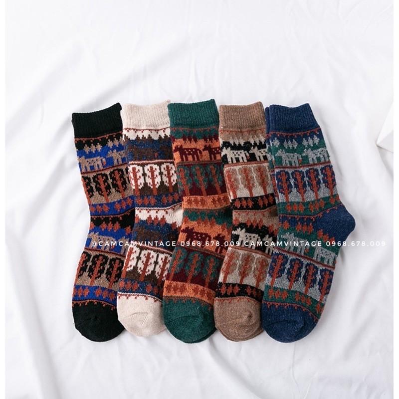 SET TẤT CỔ CAO NAM NỮ TẤT THỔ CẨM VỚ VINTAGE , SET TẤT QUÀ TẶNG NOEL NGÀY LỄ