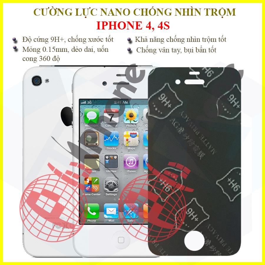 Dán chống nhìn trộm  dành cho iPhone 4, 4s - Dán cường lực dẻo nano 9H+