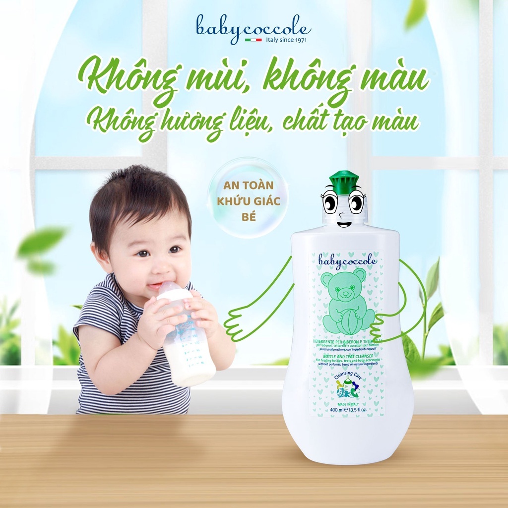 Nước rửa bình sữa Babycoccole Chiết xuất cỏ xạ hương và lô hội 400ml