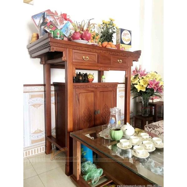 bàn thờ chung cư bằng gỗ sồi 127cm