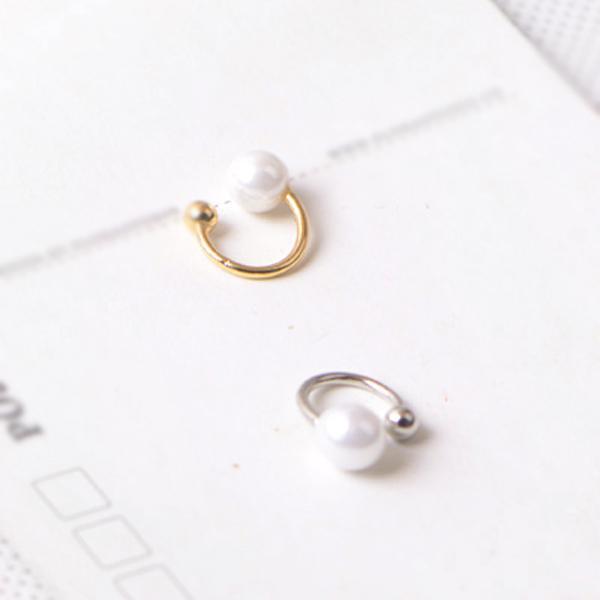 Women's  Pearl Ear   Earrings No Piercing, Gold& Tone 6mm