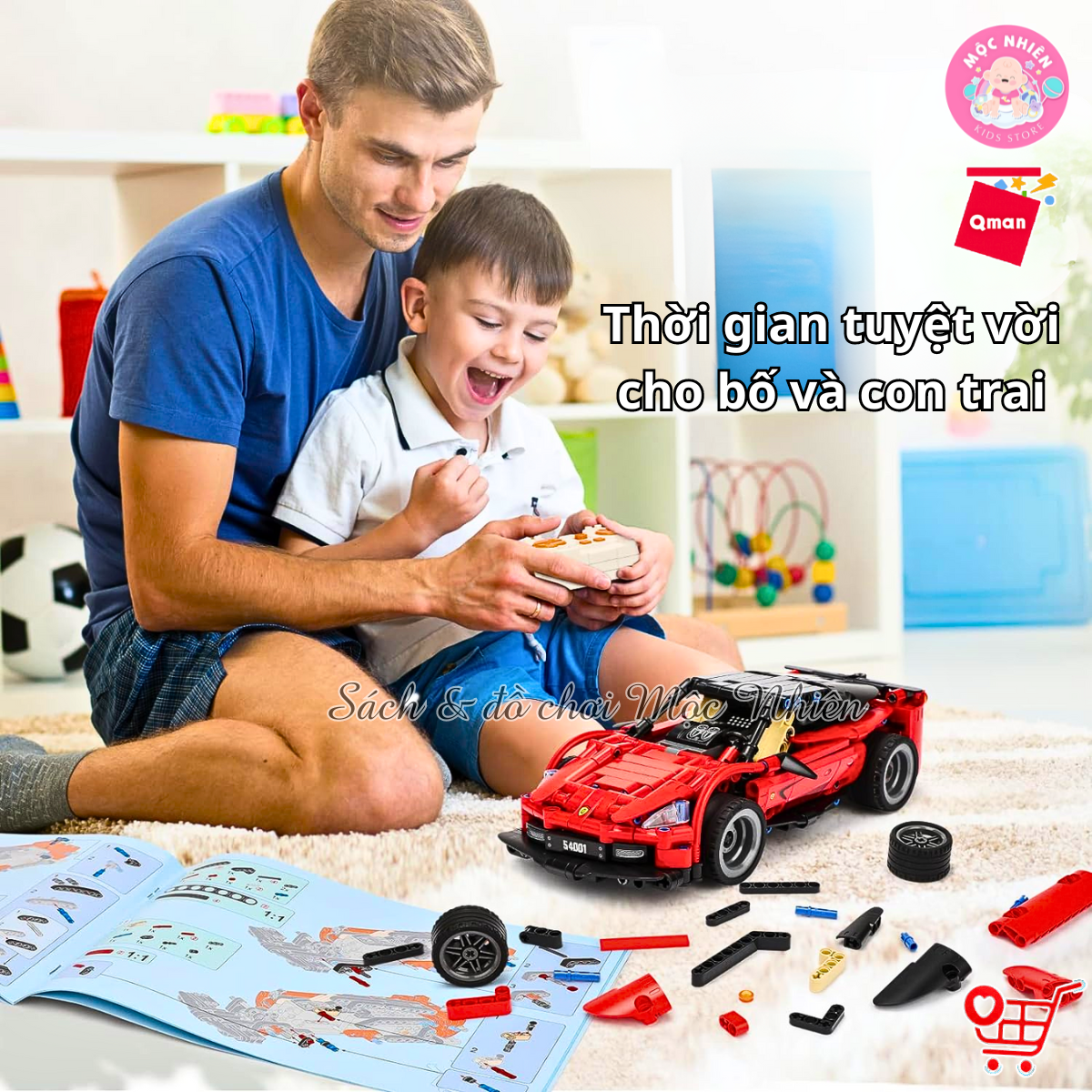 Đồ Chơi Xếp Hình Lắp Ráp Xe Đua Điều Khiển Từ Xa Qman 54001 (425 mảnh ghép) - Dành cho các bé từ 8 tuổi