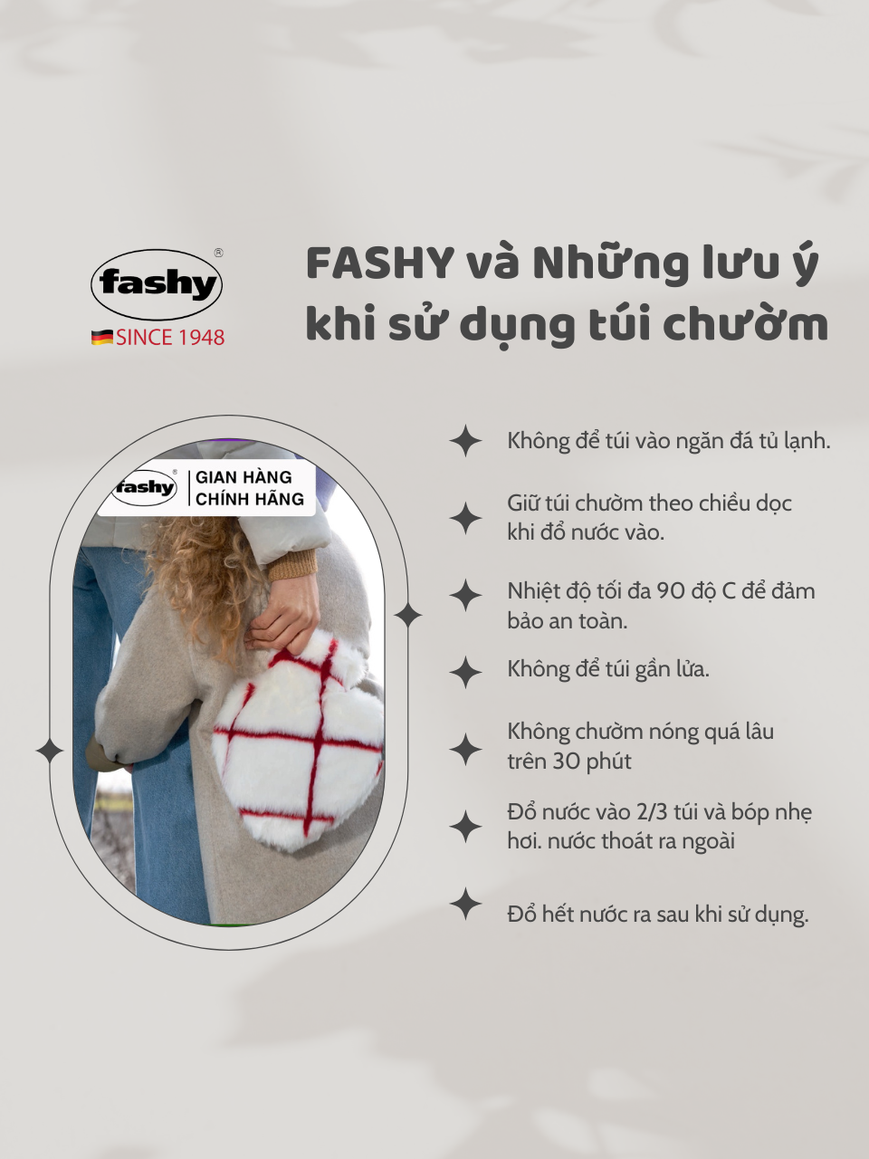 Túi chườm nóng lạnh Fashy nhập khẩu 100% từ Đức, tiêu chuẩn chất lượng Châu Âu giúp ngủ ngon, giảm đau, hạ sốt tự nhiên, thiết kế thời trang hình trái tim giả lông