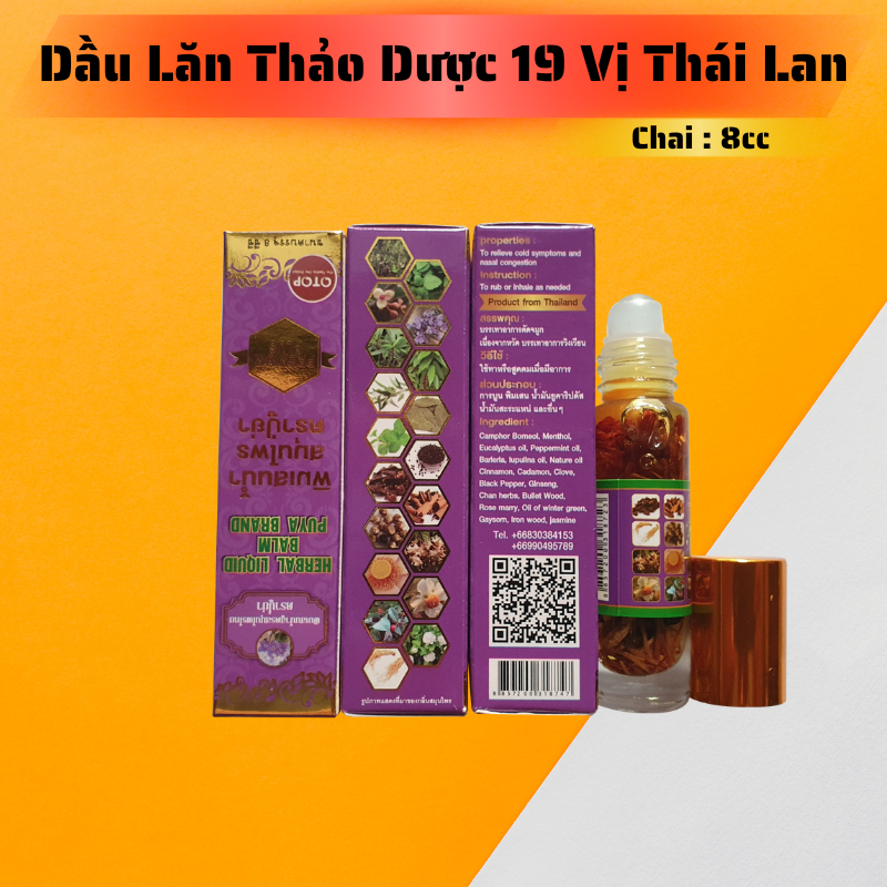 Dầu Lăn Thảo Dược 19 Vị OTOP Thái Lan - Chai 8ml