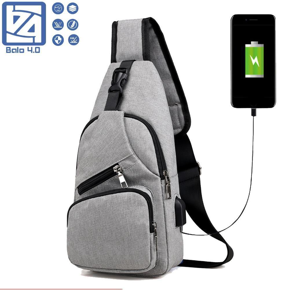 Túi đeo chéo nam nữ thời trang 4 ngăn có cổng USB 208204